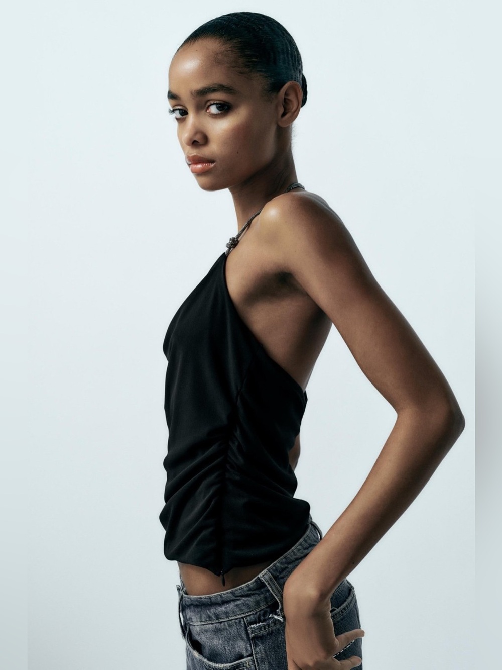 ZARA Jewel Strap Draped Top - Picture 3 of 10